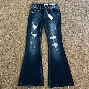 NEW Petra 153 dark wash distressed flare jeans 5/26